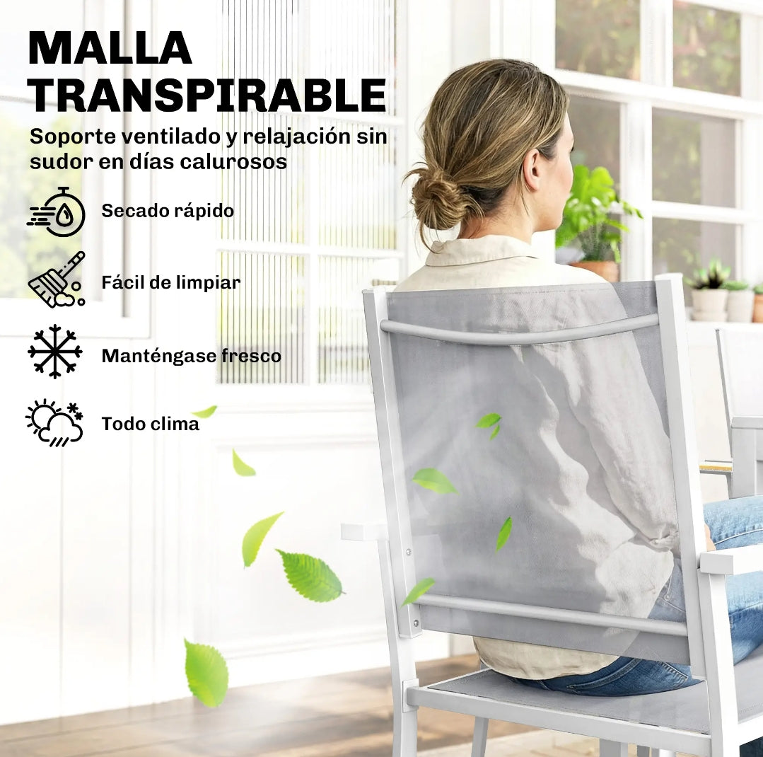 Conjunto de mesa y sillas apilables blanco MORAIRA
