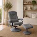 Sillón Relax de Masaje Reclinable Giratorio 360° con Reposapiés Gris | MooM Decó