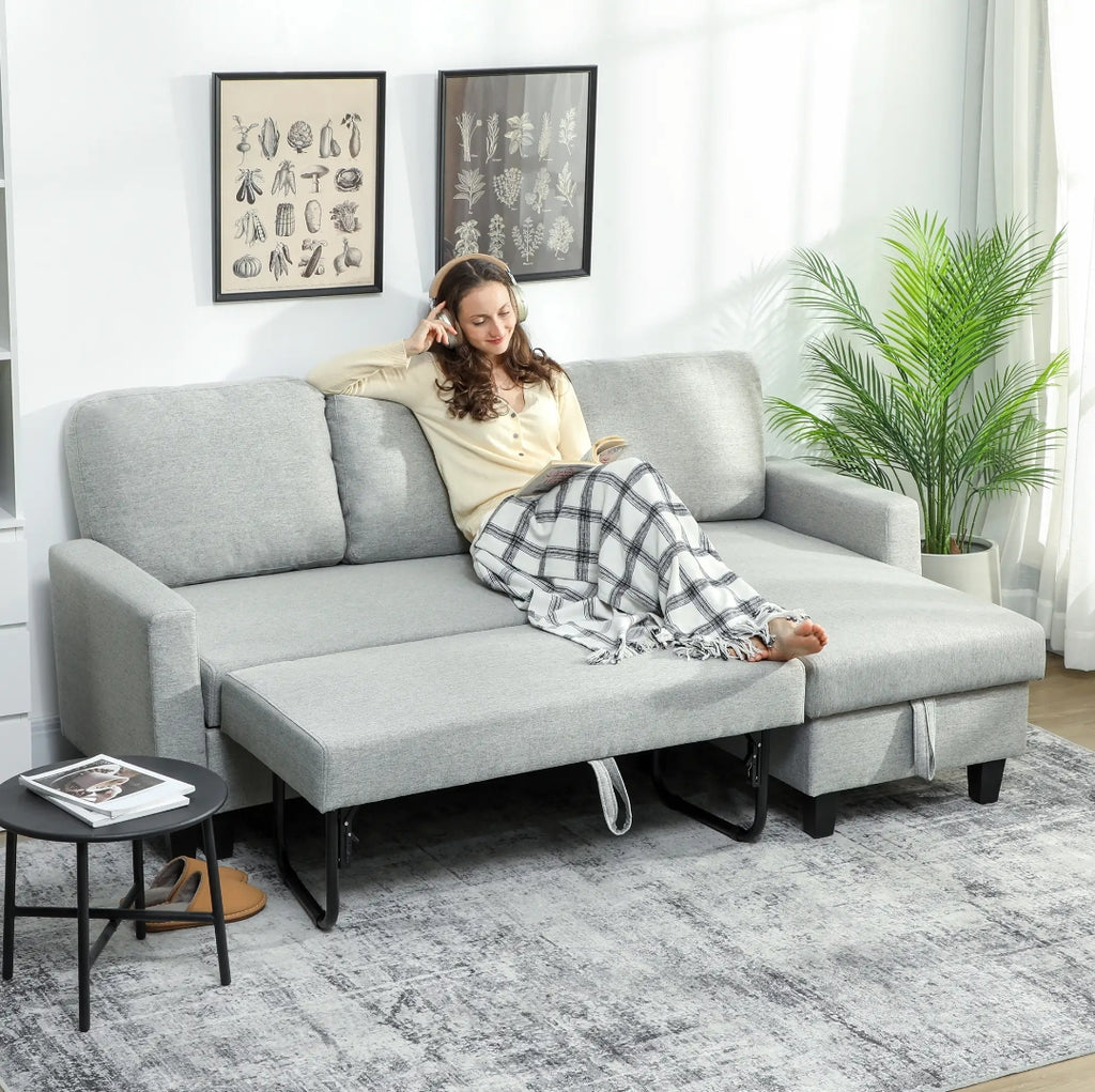 Sofá Cama Chaise Longue Reversible con Arcón Gris | MooM Decó