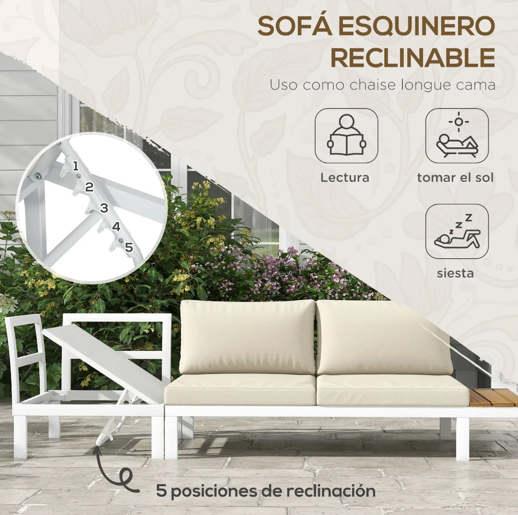 Sofa rinconera exterior Modular 4 Piezas con Sofá Reclinable y Mesa | MooM Decó