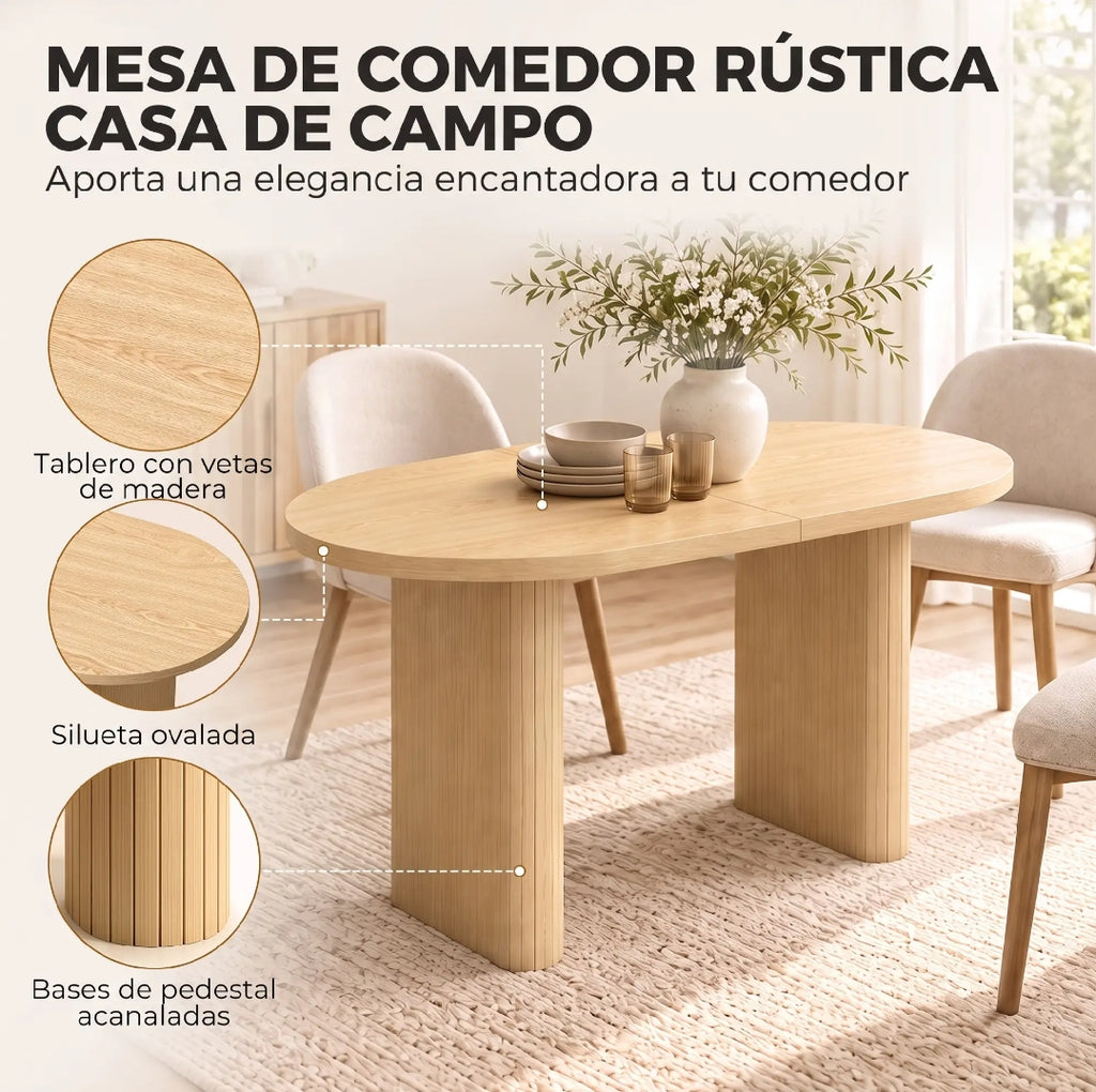 Mesa de Comedor Ovalada Roble 120 cm para 4 | MooM Decó