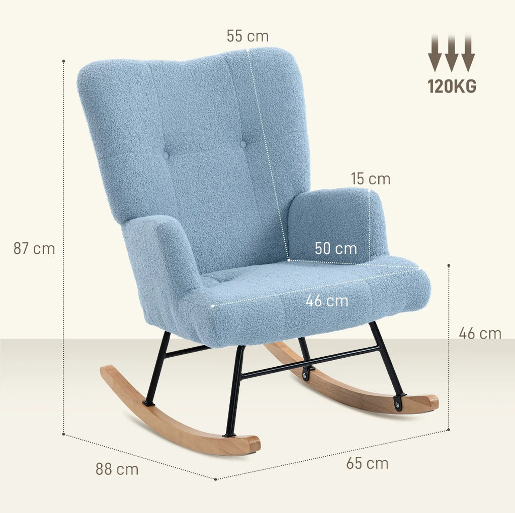 Sillón Mecedora Teddy Azul Claro Acolchado | MooM Decó