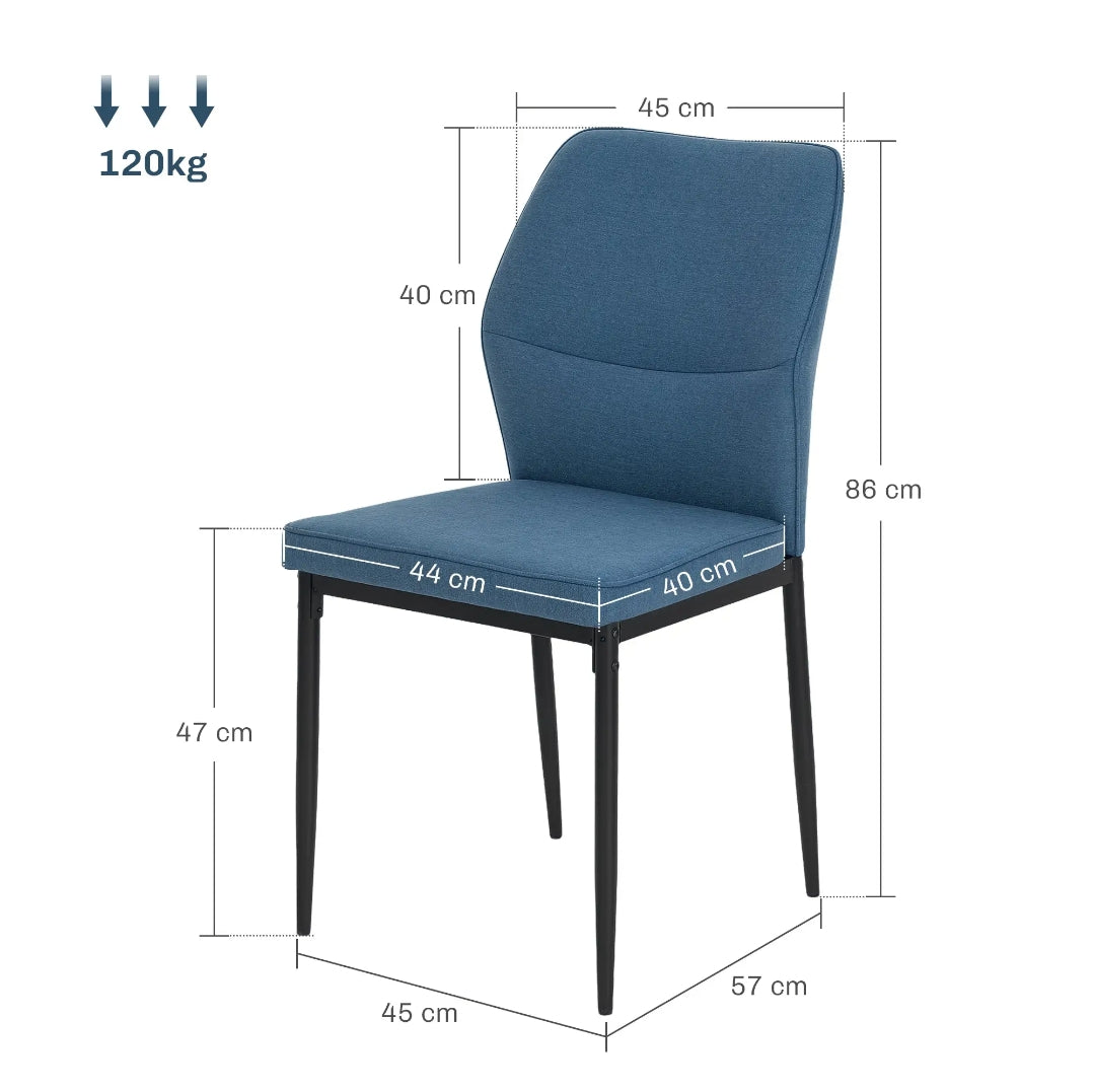 Pack 2 Sillas de Comedor Terciopelo Azul y Patas Negras | MooM Decó