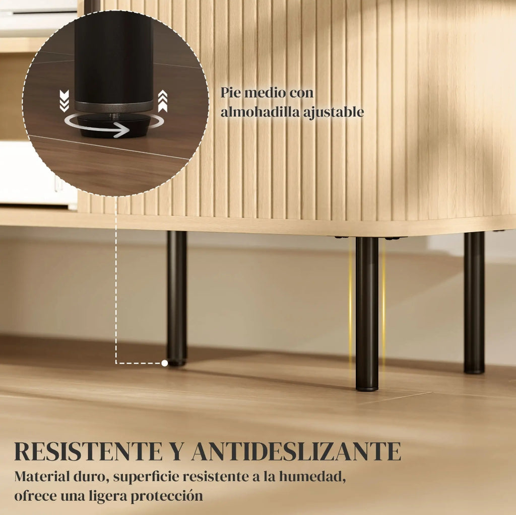 Mueble TV Vintage 120 cm Roble y Negro con Puertas Tambor para TV hasta 55"