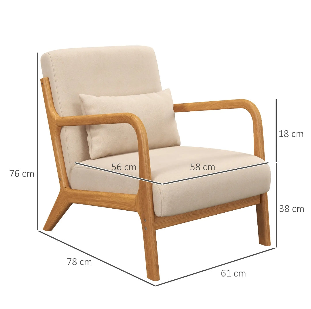Butaca Nórdica Beige de Terciopelo y Madera | MooM Decó