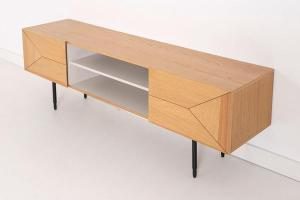 Mueble TV Kalmar Roble Natural y Aquamarina | MooM Decó