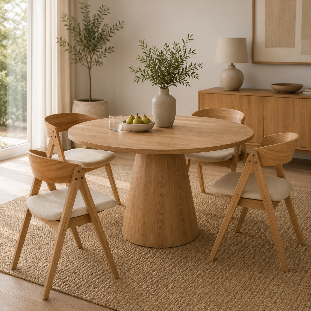 Mesa de Comedor Redonda de Roble Ø120 cm | MooM Decó
