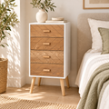 Cajonera Auxiliar Blanca con Patas de Madera 75 cm | MooM Decó