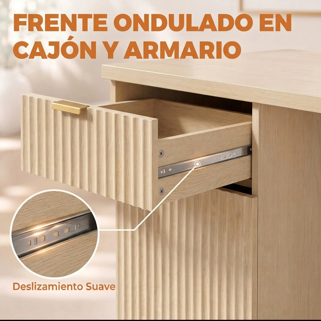 Escritorio Reversible 120 cm Roble con Cajón y Armario | MooM Decó