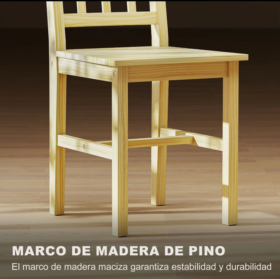 Pack 2 Sillas de Comedor Madera Maciza de Pino | MooM Decó