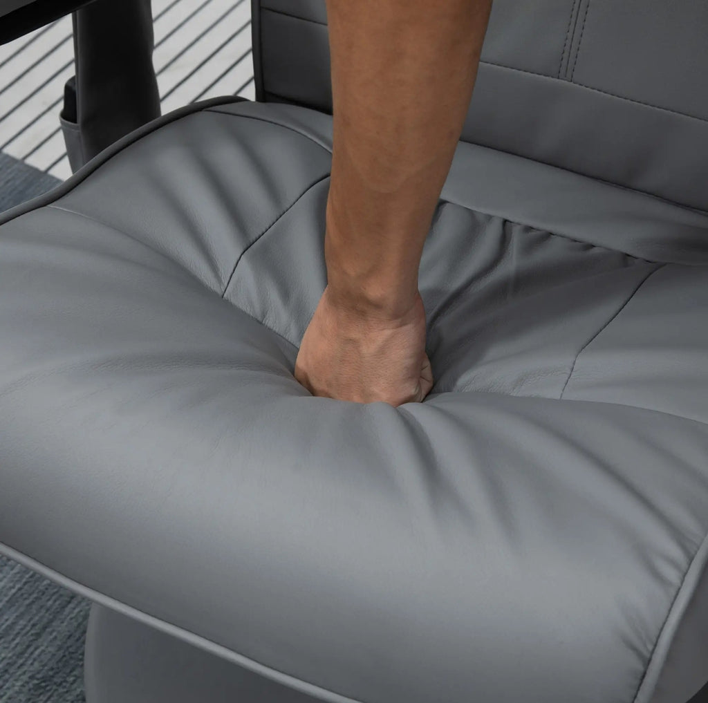 Sillón Relax de Masaje Reclinable Giratorio 360° con Reposapiés Gris | MooM Decó