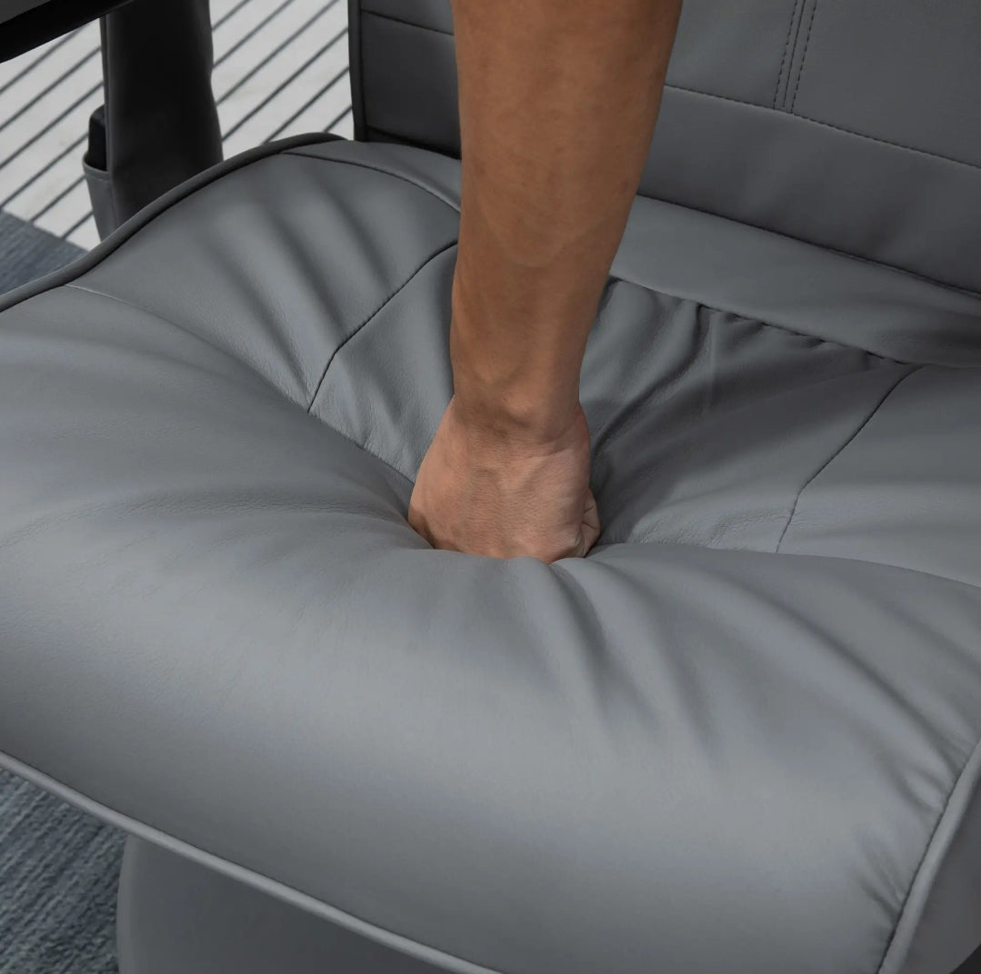 Sillón Relax de Masaje Reclinable Giratorio 360° con Reposapiés Gris | MooM Decó