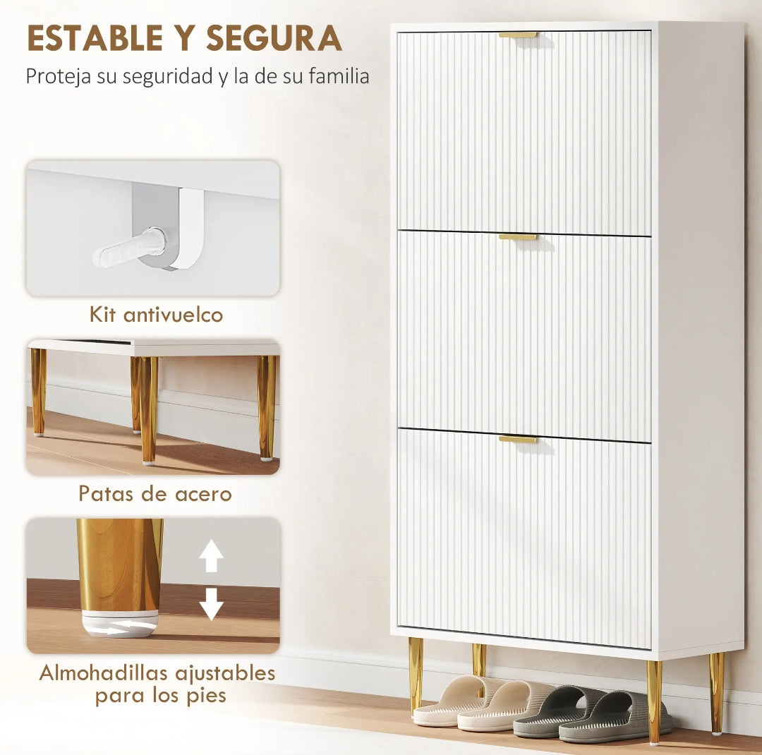 Zapatero Estrecho Blanco 18 Pares Acanalado | MooM Decó