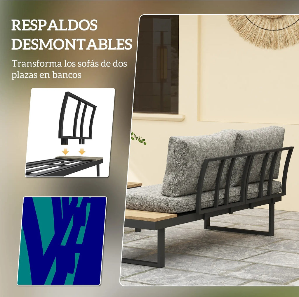 Sofa rinconera Exterior múltiposición más mesa