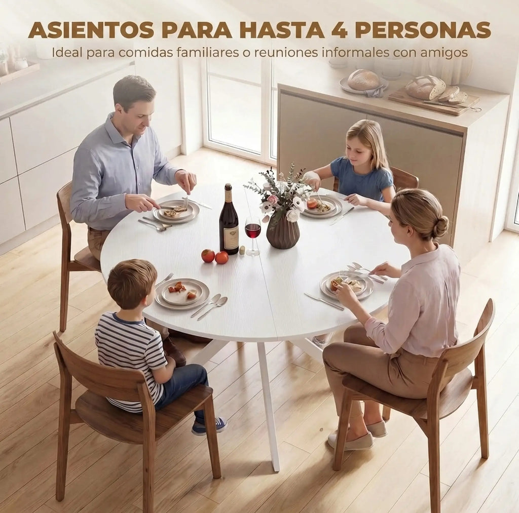 Mesa de Comedor Redonda Blanca Ø120 cm para 4 Personas | MooM Decó