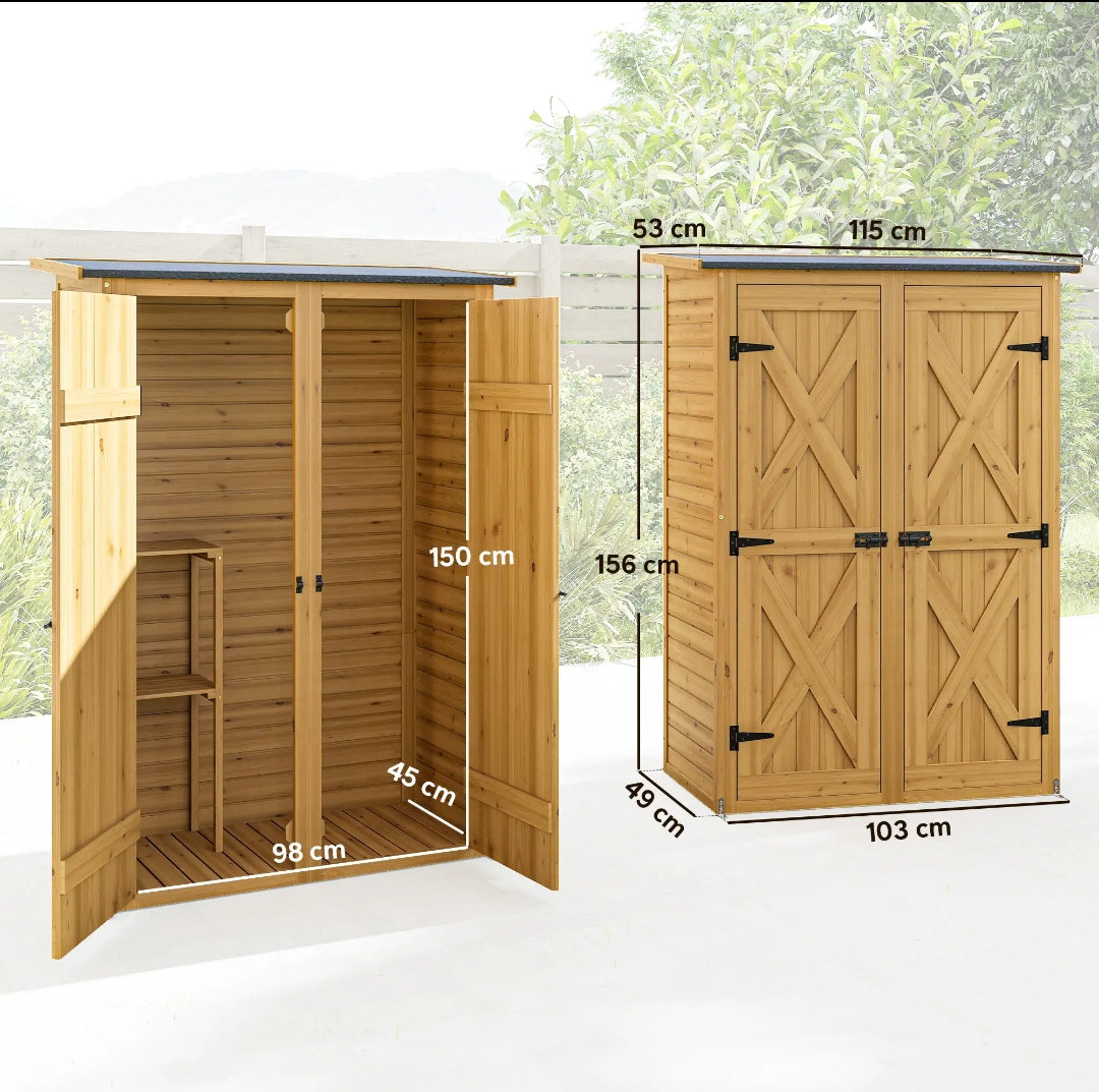 Armario Exterior de Madera para Jardín con Estantes 156 cm | MooM Decó