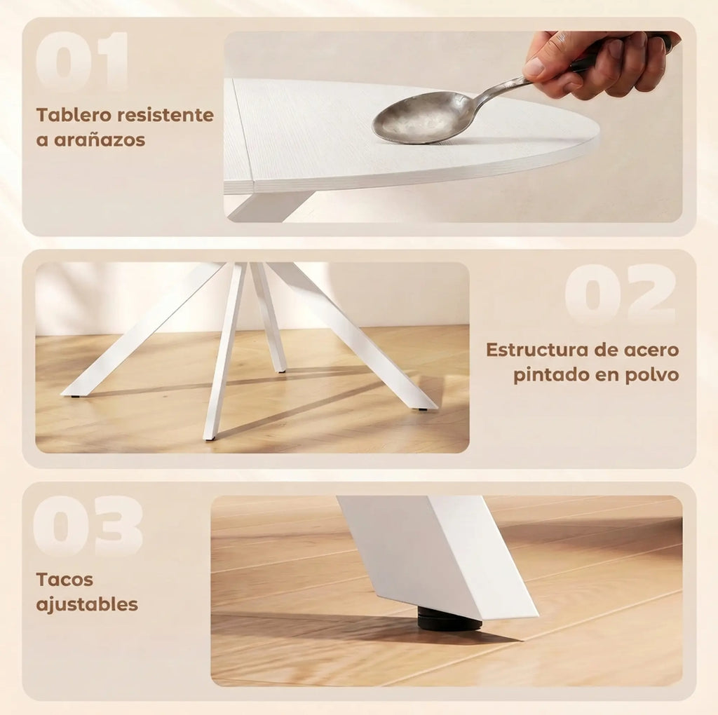 Mesa de Comedor Redonda Blanca Ø120 cm para 4 Personas | MooM Decó