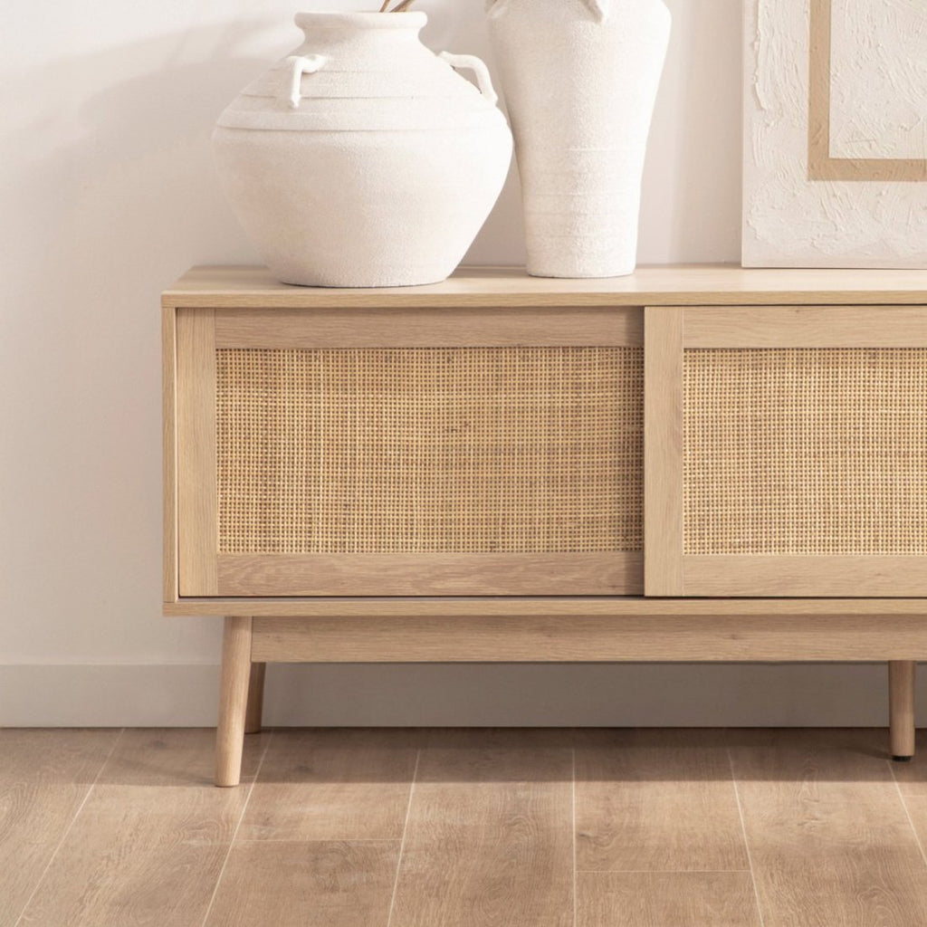 Mueble TV 180 cm de Madera y Ratán Natural | MooM Decó