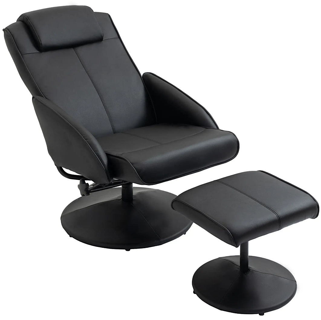 Sillón Relax Reclinable Giratorio 360° con Reposapiés Negro | MooM Decó