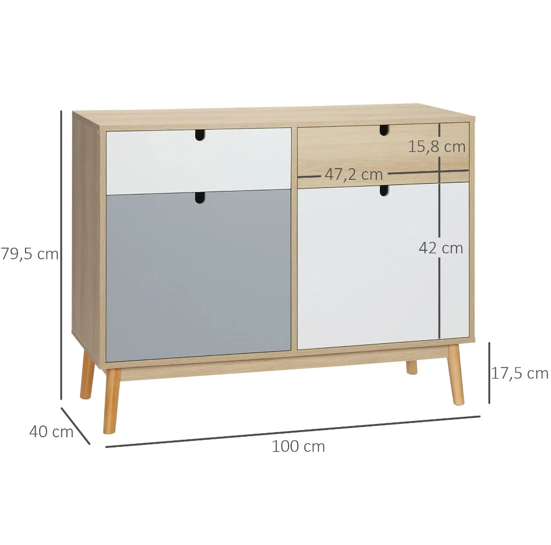 Aparador Nórdico 100 cm con 2 Puertas y 2 Cajones | MooM Decó