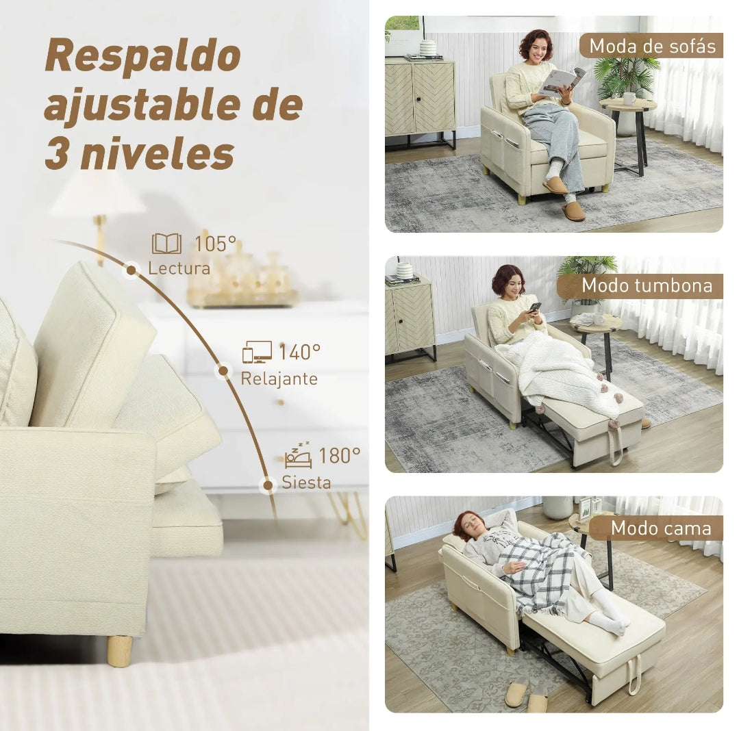 Sillón Cama Individual 3 en 1 Verde Oscuro 180 cm | MooM Decó