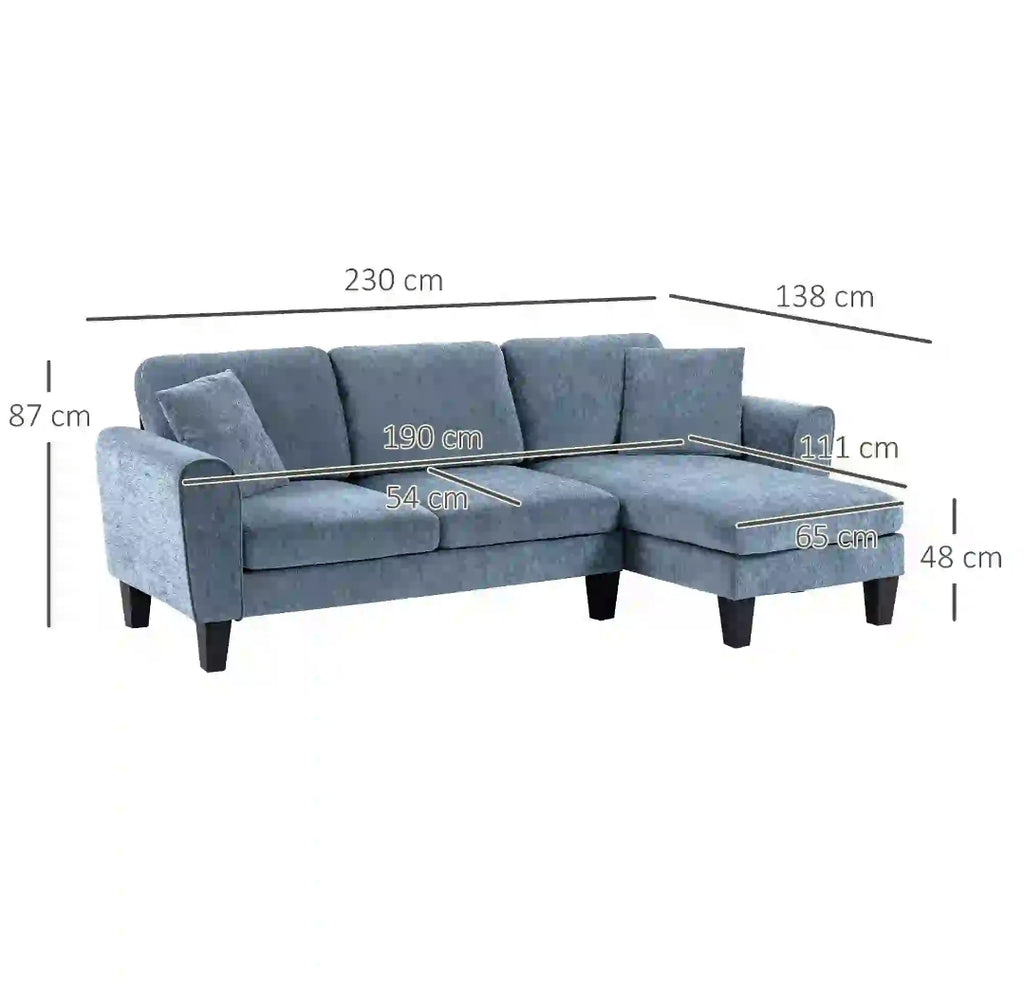Sofa chaiselongue reversible 230 cm.