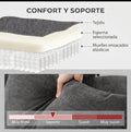 Sofá Chaise Longue Reversible 3 Plazas Beige 242 cm con Muelles Ensacados y 2 Almohadas