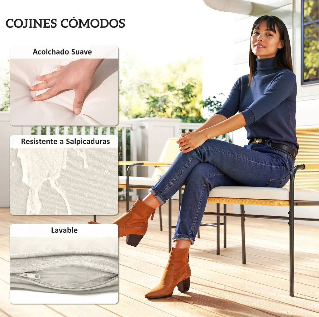 Conjunto Bistró de Jardín 3 Piezas con 2 Sillas y Mesa | Ratán Sintético | MooM Decó