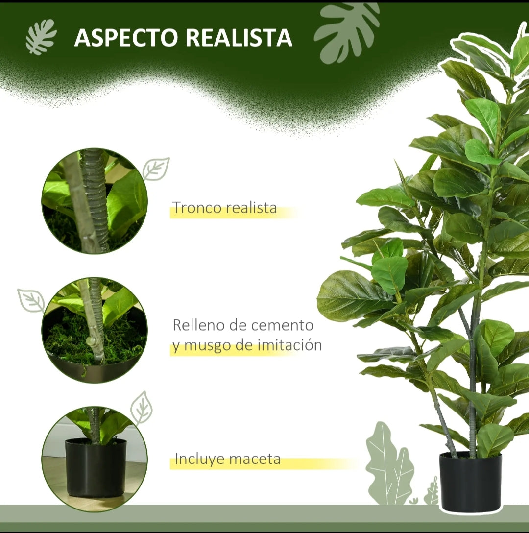 Plantas Artificiales Ficus 110 cm Pack de 2 con Maceta | Decoración Natural
