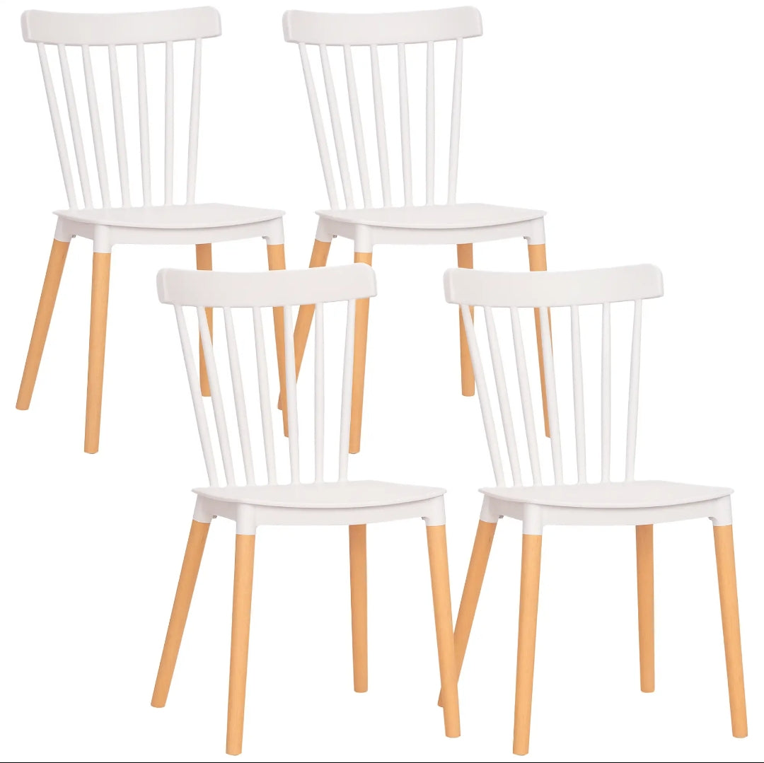 Pack 4 Sillas de Comedor Nórdicas Blancas y Madera | MooM Decó