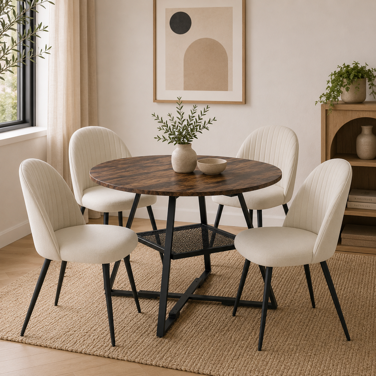 Mesa de Comedor Redonda Ø100 cm Industrial para 4 Personas | MooM Decó