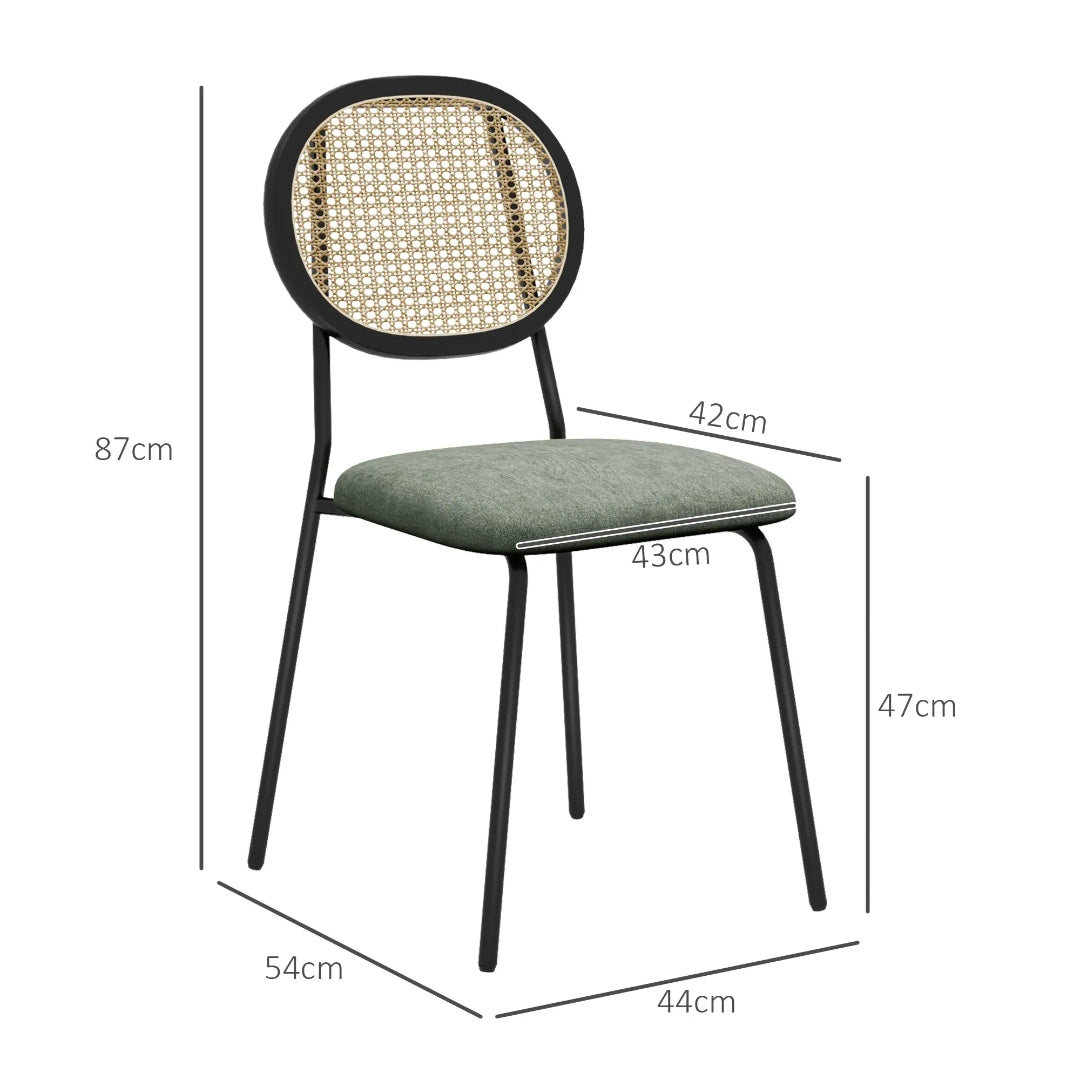 Pack 2 Sillas de Comedor Ratán y Verde Estilo Boho | MooM Decó