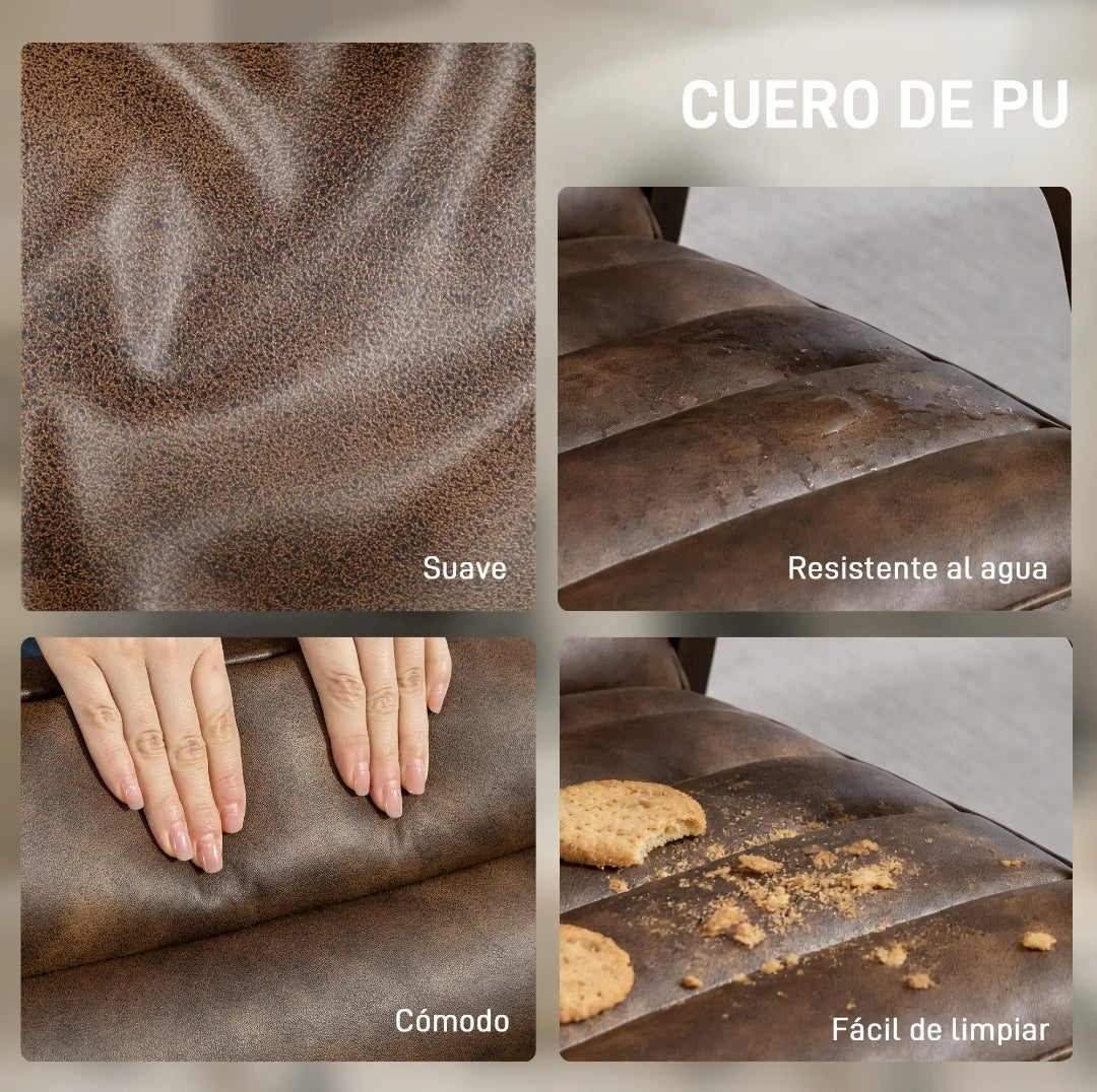 Sillón Vintage Marrón Efecto Cuero y Madera | MooM Decó
