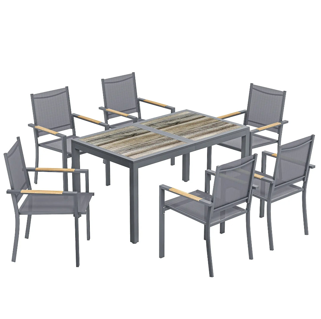 Conjunto de mesa y sillas apilables blanco MORAIRA